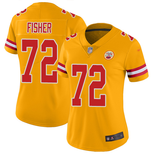 Women Kansas City Chiefs 72 Fisher Eric Limited Gold Inverted Legend Football Nike NFL Jersey